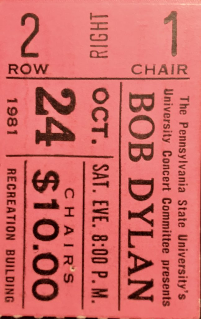 dylan ticket stub penn state